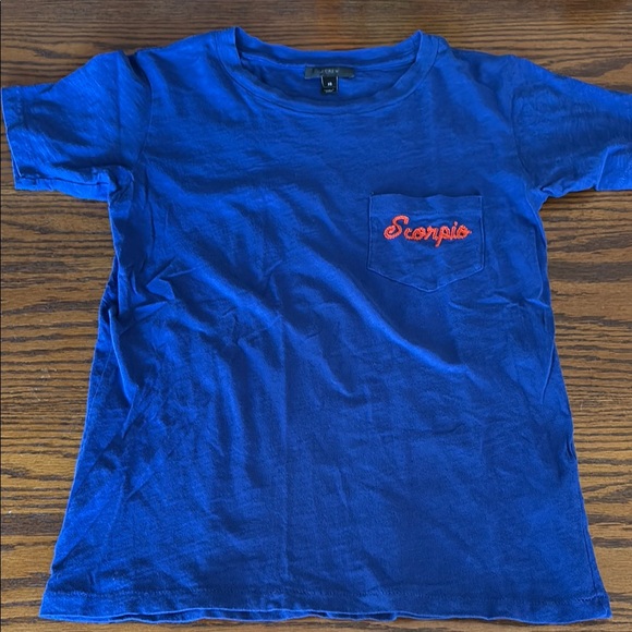 J. Crew Tops - J. Crew SCORPIO Blue Short Sleeve Tee with Red Detail nwot